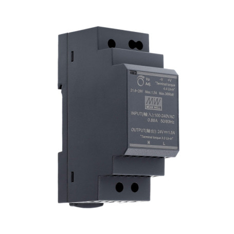 Mean Well HDR-30-24 Bloc d'alimentation rail DIN 24 VDC 1,5 A 36 W