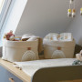LOVE IT STORE IT - Premium - Lot de 2 Paniers de Rangement en Tissu Lin, Motif Arc-en-Ciel, Beige – Pour Table à Langer, Chambre