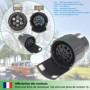 fouraces Adaptateur de remorque de 7 Broches vers 13 Broches - Noir - pour Voiture, remorque, Camion, Caravane, attelage
