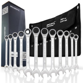 HASKYY Lot de 12 clés à cliquet I clés à fourche 8-19 mm - système métrique
