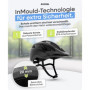 BÜCHEL Casque de vélo avec technologie In-Mould - Pour enfants et adultes - Cam Lock, mentonnière et moustiquaire - Tailles M 52