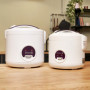 REISHUNGER Cuiseur à riz & cuiseur vapeur avec revêtement céramique, blanc, 1,8L - jusqu'à 10 portions - Préparation rapide sans