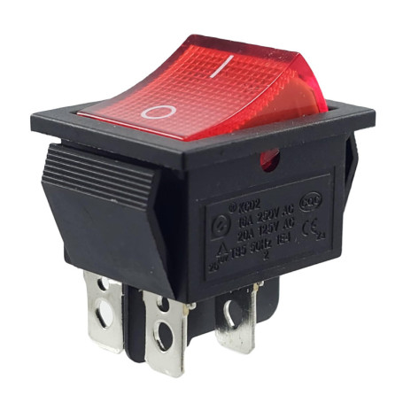 Interrupteur à bascule 4 broches 16 A 250 V AC 28 x 21 mm - Bascule rouge - Éclairage LED