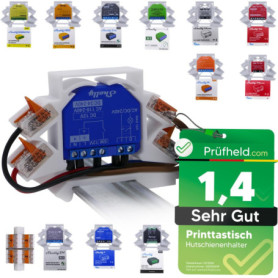 Printtastisch Shelly Support de rail DIN + 2 x 2 extensions pour 29 Shelly Relais : Plus 1, 1 Mini Gen3, Plus 1PM, 1PM Mini Gen3