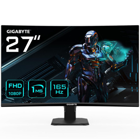 Gigabyte GS27F Moniteur de Jeu 27" FHD - 1920 x 1080, 165Hz, 1ms, 300 CD/m², FreeSync Premium, HDR Ready, HDMI 2.0, DisplayPort 