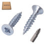SKIR'CO Lot de 100 vis à bois Pozidriv Tête fraisée cruciforme en acier zingué Argenté 2,5 x 10 mm Vis à panneaux d'aggloméré PZ