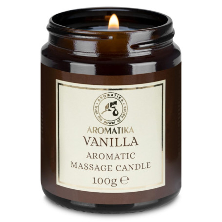 Bougie de Massage Vanille 100g - Bougie de Cire de Soja - Bougie aux Huiles de Noix de Coco et d'Amande - Oléorésine de Vanille 