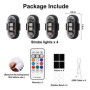 Lot de 4 lumières stroboscopiques LED sans avec télécommande, 8 couleurs USB, étanche, lumières d'avertissement d'urgence
