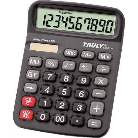 TRULY- 836B - Calculatrice de Bureau Solaire, Machine à Calculer, 10 Chiffres, 93mm x 127mm x 39mm