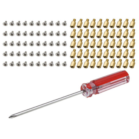 OTOTEC 50x Kit de Vis pour Carte Mère M3x6x4mm Entretoises en Laiton M3x5mm avec Tournevis pour Carte Mère de Boîtier d'ordinate