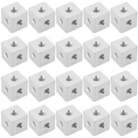 YINETTECH Lot de 20 Connecteurs Cubiques M3 en Aluminium Bloc de Fixation Carré Hexagonal pour Feuille Acrylique Fixe Matériel d