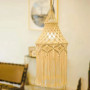 Tiamu Macramé Abat-Jour Plafond Boho, Tapisserie Tissée, Lanterne Suspendue Pendentif Lumière pour Chambre, Café, Salon ou Chamb