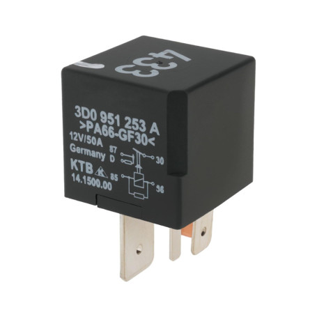 VGOL 1 Pièce de Rechange de Relais de Voiture à 5 Broches 3D0951253A 12 V 50 A Commutateur de Relais Automobile Compatible avec 