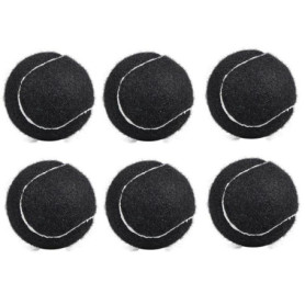 XIAOJUN Lot de 6 balles de tennis élastiques résistantes à l'usure 66 mm balle de tennis pratique pour débutants, noir