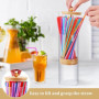 Vkyipg Distributeur de Pailles pour Comptoir - Distributeur de Pailles avec Couvercle en Bambou pour Pailles Standard, Organisat