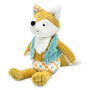 LES DÉGLINGOS - Peluche Original Cyranos Le Renard - Velours côtelé Ultra Douce -27 cm - Jaune Moutarde - Convient dès la Naissa