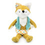 LES DÉGLINGOS - Peluche Original Cyranos Le Renard - Velours côtelé Ultra Douce -27 cm - Jaune Moutarde - Convient dès la Naissa
