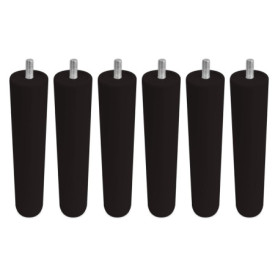 Homey Lot de 6 Pieds en Bois pour Base tapissée, cylindriques avec Filetage M10, Hauteur 25 cm, Couleur wengé