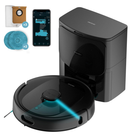 Cecotec Robot Aspirateur et Laveur de Sols avec IA et Base AutoVidange Conga 9990 AI Spin Revolution Ultra Power Home. 10000 Pa,
