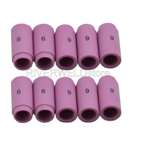 RIVERWELD Accessoires de chalumeau de soudure TIG - Gobelets céramiques de buse en alumine - 13N10, 6#, Orifice 9,5mm - Adaptés 
