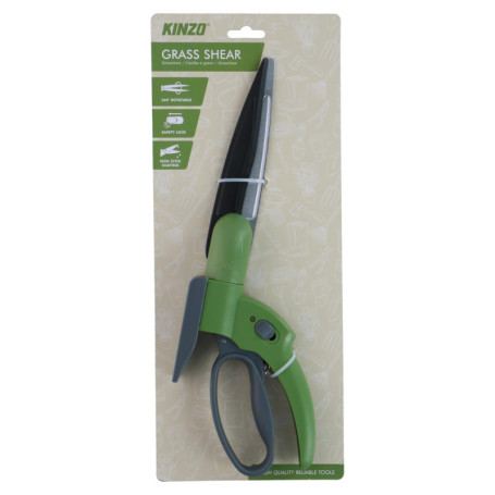 Kinzo Cisaille à gazon rotative à 360 ° – Ciseaux à gazon manuels avec verrouillage de sécurité, revêtement antiadhésif et poign