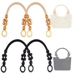 Gloryit Lot de 4 Poignées de Sac Avec Perles Anses pour Sac à Mains Bois Bois Sac De Perles Anses pour Sac à Mains Anse pour Sac
