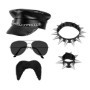 Boland 33208 - Set Rocker pour déguisements, accessoires pour carnaval, set de déguisement, casquette, chaîne, bracelet, barbe e