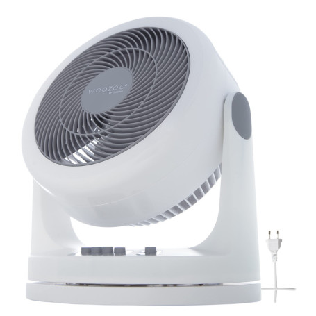 Iris Ohyama Woozoo Ventilateur de Table, 33m², Ventilateur de Bureau, Blanc, 3 Vitesses, Oscillation, Silencieux, Portable, Idéa