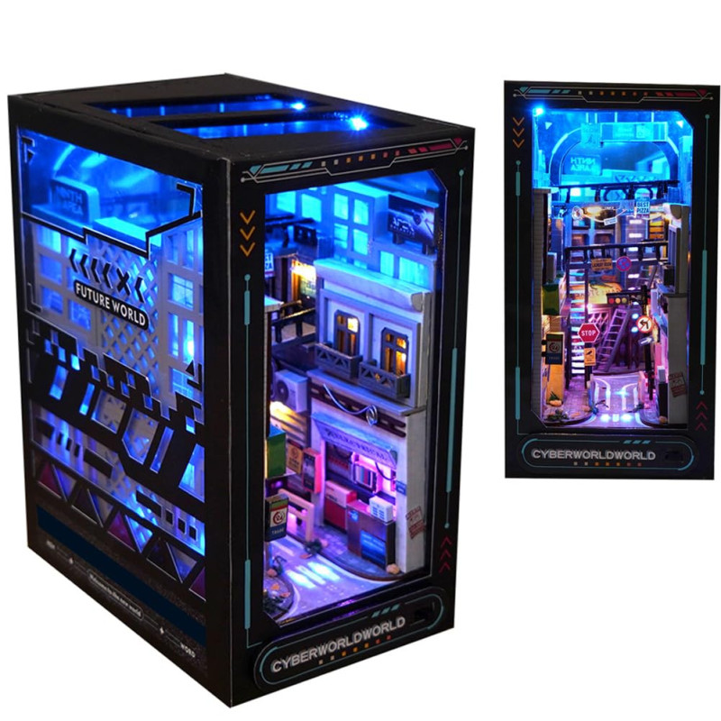 TOPBSFARNY Support de livre en bois 3D pour maison de poupée, serre TOPBSFARNY Support de livre en bois 3D pour maison de poupée, serre