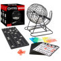 Jeu de Bingo Tambour en métal 18 Billets de Bingo 75 Boules de Bingo 150 jetons Plateau de Jeu + 500 Cartes de Bingo Noir Adulte