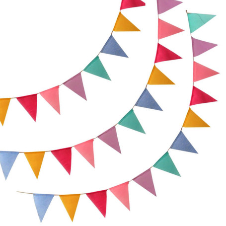 Guirlande Fanions Extérieur 3 Pièces, 36 Fanion Guirlande Guinguette (17.5x12.5cm), 12m Drapeaux de Triangle de Décoration Festi