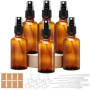 6 Flacons Spray Vides 30ml en Verre Ambré avec Entonnoirs Pipettes et Étiquettes – Bouteilles Pulvérisateurs Rechargeables pour 