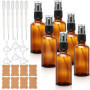6 Flacons Spray Vides 30ml en Verre Ambré avec Entonnoirs Pipettes et Étiquettes – Bouteilles Pulvérisateurs Rechargeables pour 