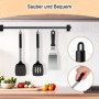 Elalove Lot de 3 Spatules en Silicone et Inox pour Cuisine - Set avec Spatule, Écumoire et Pelle à 3 Côtés - Résistant à la Chal