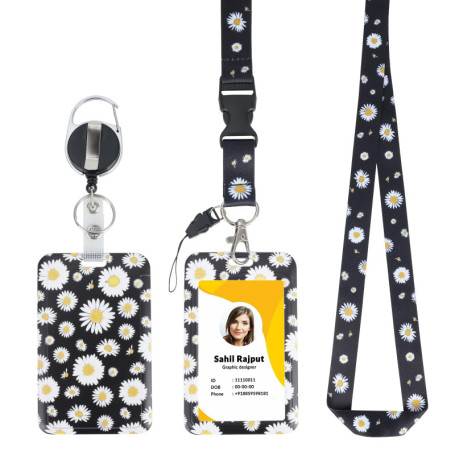 Elalove Rétractable avec Cordon et Mousqueton Porte Badge Plastique - Étui Rigide pour Cartes Badges et Clés