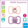 MAM Sucette Supreme 6-16 mois, Dental Sucette, lot de 4 pour les filles, 2 étui de stérilisation