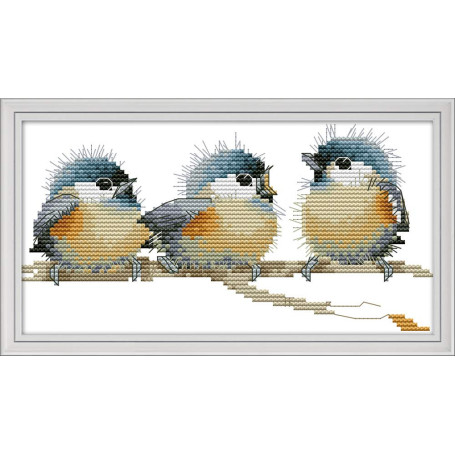 Awesocrafts Kit de broderie au point de croix, motifs de trois oiseaux faciles à réaliser comme cadeaux de Noël, estampillé ou c