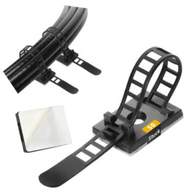 GPtzlei 50 Attaches Câbles Réglables Réutilisables, Clips de Gestion Câble Auto-Adhésifs en Nylon avec Adhésif Fort - Organiseur