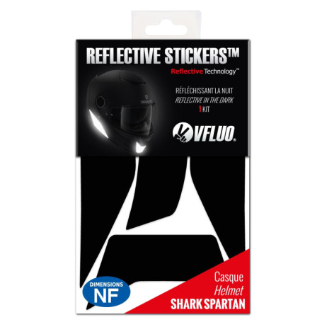 VFLUO - Gamme Stickers Noirs Rétro Réfléchissants - Bandes Casque Moto Shark Spartan - Homologation FR - Technologie 3M™ - Haute