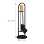 relaxdays 10028780 Ensemble serviteur de cheminée 4 pièces Accessoire Pelle Balai Support grattoir, Noir