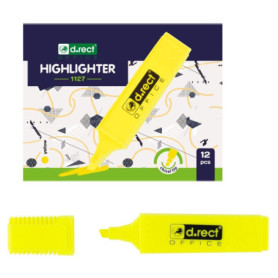 D.RECT 1127 Lot de 12 surligneurs à pointe biseautée Jaune