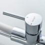 Ibergrif M22122-3 Robinet de Cuisine Poignée Double avec Bec Flexible, Mitigeur d'évier 3 Voies, Chrome, Blanc