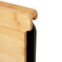Relaxdays Planche à découper bambou, bac récupérateur, tiroir plastique, cuisine moderne, 3,5 x 38 x 26 cm, nature