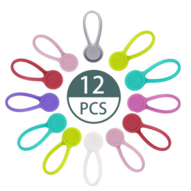Enrouleur Magnétique,12 Pièces Enrouleurs de Câbles Magnétiques, Clips pour Casque/Câble USB,pour Casque, Câble USB, Cuisine Dom