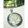 Pendentif en argent sterling avec motif « arbre de vie » avec coquille d'ormeau - En argent sterling - Symbole de protection - B