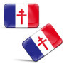 Biomar Labs® 2 x 3D Flexibles Autocollant Stickers France Libre Drapeau Français de la Résistance Général de Gaulle Flag Croix d