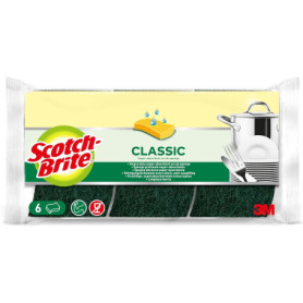 Scotch-Brite Classic Éponge à Récurer en Cellulose Non Rayante - 6 Pièces - Tampon à Récurer Très Absorbant Indiqué pour Les Tâc