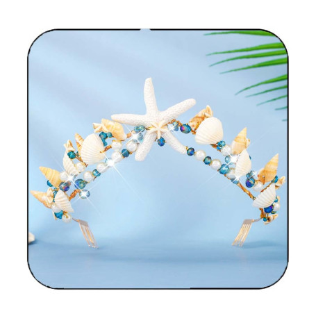 Reaky Diadèmes et couronnes en forme d'étoile de mer - Serre-tête de mariée en perles dorées - Accessoire de cheveux de mariage 