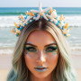 Reaky Diadèmes et couronnes en forme d'étoile de mer - Serre-tête de mariée en perles dorées - Accessoire de cheveux de mariage 