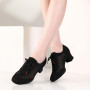 Uonpie Chaussures de Danse Latine Salsa D'entraînement pour Femmes Bout Fermé Talon Bas Lacets Chaussures de Danse de Salon